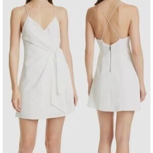Alice + Olivia Katie Sleeveless Crossback Strap Wrap Mini Dress White 10